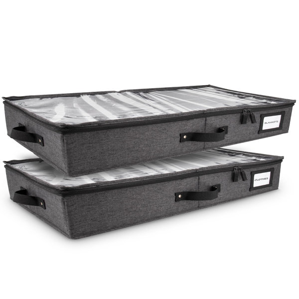 Latitude Run® 2Pc Low Profile Under Bed Storage Containers, Thin Under